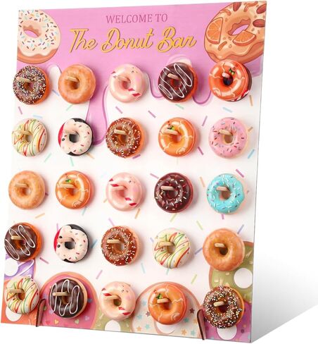 Sawysine Donut Display Stand Wooden Donut Wall Stand Holder 50 Donuts Large Donuts Board Display Bagel Holders for Party Dessert Table Wedding Birthday Baby Shower Supplies (Classic) in Saudi Arabia