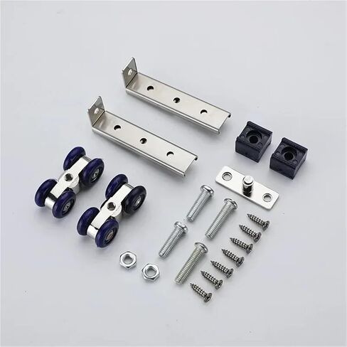 2pcs/Set Sliding Door Roller Hardware Slide Doors Pulley 4 Wheels Home Room Wood Door Hanging Wheels Rail Track Pulley in Saudi Arabia