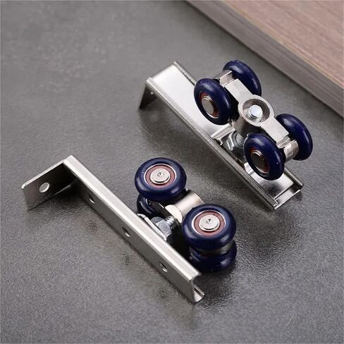 2pcs/Set Sliding Door Roller Hardware Slide Doors Pulley 4 Wheels Home Room Wood Door Hanging Wheels Rail Track Pulley in Saudi Arabia