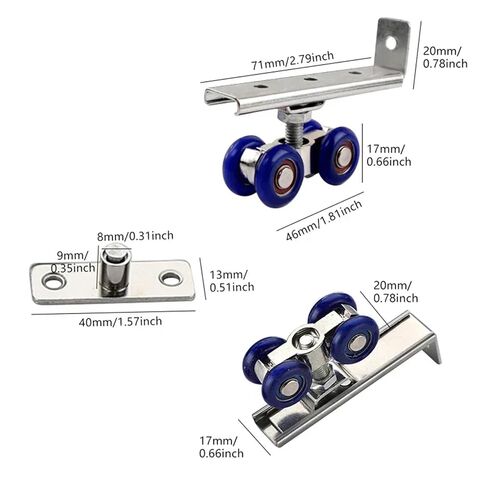 2pcs/Set Sliding Door Roller Hardware Slide Doors Pulley 4 Wheels Home Room Wood Door Hanging Wheels Rail Track Pulley in Saudi Arabia