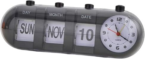 الساعات المنبهية LED على مدار الساعة الرقمية ، الجدول الرجعية Auto Flip Clock غير الموقّع على مدار الساعة على مدار الساعة السطح المكتبي مع تاريخ الشهر والشهر واليوم من الأسبوع (أسود) in Saudi Arabia