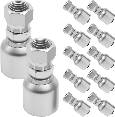 12 Pack 3/8" Hose x 3/8" JIC 37° Hydraulic Fittings, Female Swivel Crimp Coupling with Zinc/Chrome Plating, for Hydraulic Systems Construction Agricultural Equipment in Saudi Arabia