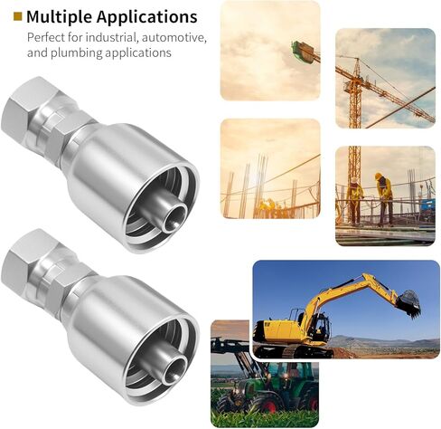 12 Pack 3/8" Hose x 3/8" JIC 37° Hydraulic Fittings, Female Swivel Crimp Coupling with Zinc/Chrome Plating, for Hydraulic Systems Construction Agricultural Equipment in Saudi Arabia