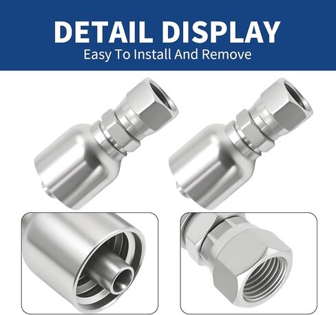 12 Pack 3/8" Hose x 3/8" JIC 37° Hydraulic Fittings, Female Swivel Crimp Coupling with Zinc/Chrome Plating, for Hydraulic Systems Construction Agricultural Equipment in Saudi Arabia