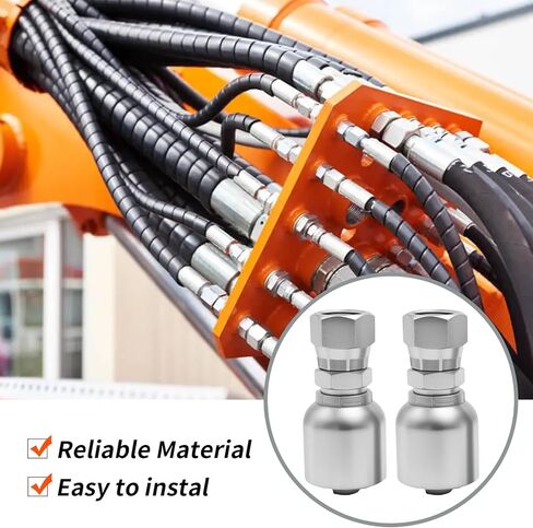 12 Pack 3/8" Hose x 3/8" JIC 37° Hydraulic Fittings, Female Swivel Crimp Coupling with Zinc/Chrome Plating, for Hydraulic Systems Construction Agricultural Equipment in Saudi Arabia