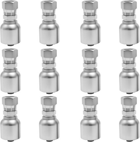 12 Pack 3/8" Hose x 3/8" JIC 37° Hydraulic Fittings, Female Swivel Crimp Coupling with Zinc/Chrome Plating, for Hydraulic Systems Construction Agricultural Equipment in Saudi Arabia