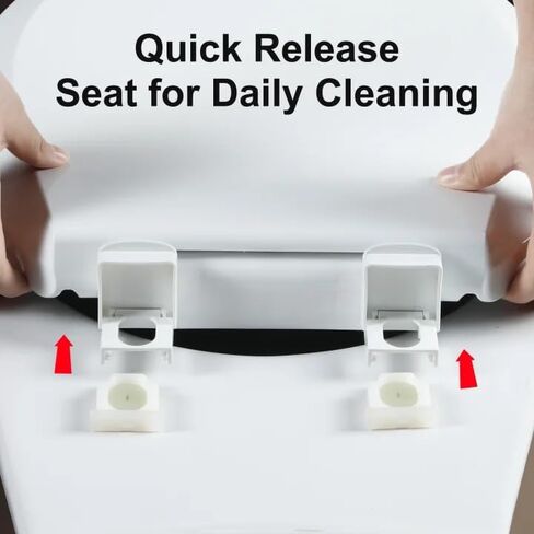 مقعد المرحاض المستدير Angol Shiold ناعم الإغلاق وسريع الفك، غطاء مقاعد المرحاض البلاستيكي الأبيض مقاوم للصدأ (16.5 بوصة، حديث) in Kuwait