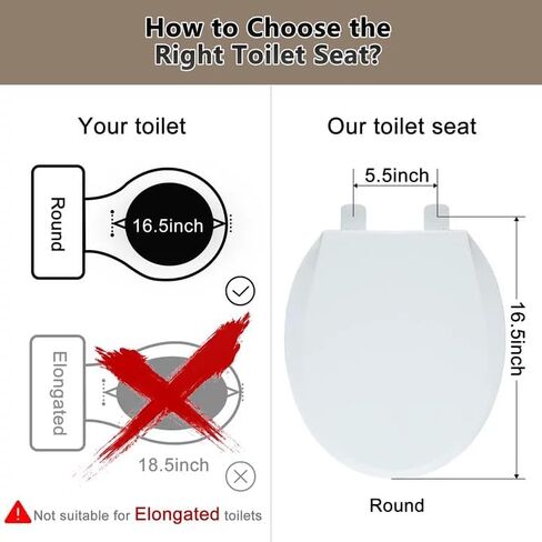 مقعد المرحاض المستدير Angol Shiold ناعم الإغلاق وسريع الفك، غطاء مقاعد المرحاض البلاستيكي الأبيض مقاوم للصدأ (16.5 بوصة، حديث) in Kuwait