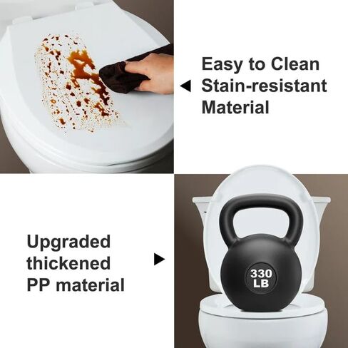 مقعد المرحاض المستدير Angol Shiold ناعم الإغلاق وسريع الفك، غطاء مقاعد المرحاض البلاستيكي الأبيض مقاوم للصدأ (16.5 بوصة، حديث) in Kuwait