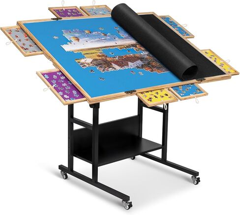 Becko US 2000 Piece Tilting & Rotating Jigsaw Puzzle Table with 8 Drawers & Cover, Foldable Puzzle Board with 5 Tilt Angles & Height Adjustment, Puzzles Storage, for 2000 Pieces Jigsaw Puzzles in Saudi Arabia