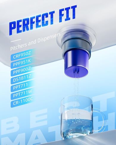 استبدال فلتر المياه متوافق مع جميع إبريق وموزع المياه PUR، PUR Plus PPF951K، CRF950Z، PPF900Z، PPT700W، CR-1100C، تقليل الرصاص بشكل فعال، الكروم، 4 عبوات، من DESENRUIS in Kuwait