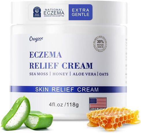 Natural Soothing Eczema Cream - Honey & Sea Moss - Organic Eczema Relief Cream - for Face & Body, Natural Dry Skin Repair (4 oz) in Saudi Arabia