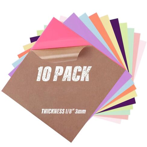 10 Colors Cell Cast Acrylic Sheets 1/8inch (3mm) 8x8 200x200mm Laserable Plexiglass Sheets Plasitc Board for Laser Cutting Engraving DIY Project Craft Picture Frames Sign Weding invitaton in Kuwait