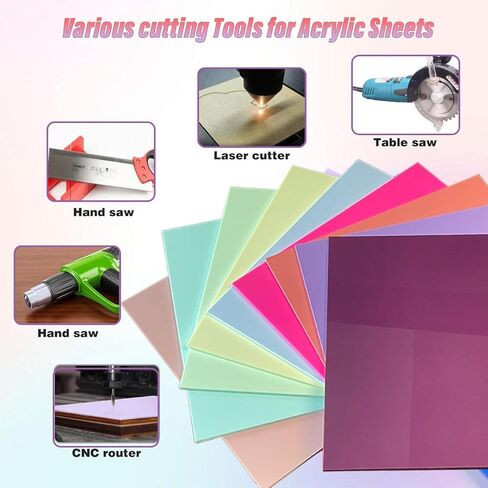 10 Colors Cell Cast Acrylic Sheets 1/8inch (3mm) 8x8 200x200mm Laserable Plexiglass Sheets Plasitc Board for Laser Cutting Engraving DIY Project Craft Picture Frames Sign Weding invitaton in Kuwait