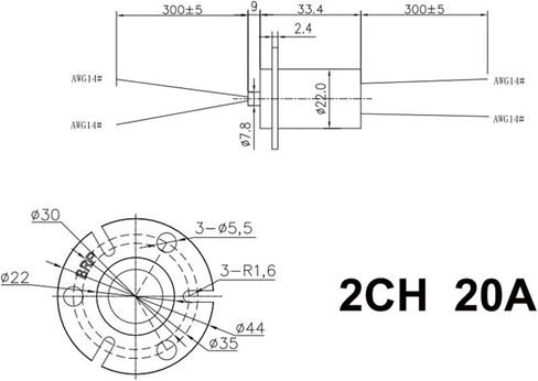 1pcs 20A Conductive Slip Ring Diameter 22mm 2 Wire Infinite Rotation Collector Ring Joint Rotary Connector Slip Ring in Saudi Arabia