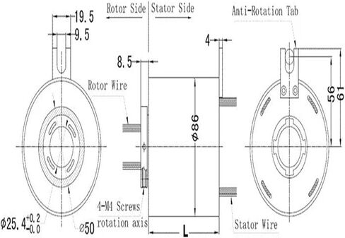 Rotary 6 Circuit 20A Conductive Slip Ring 25.4mm Hole Diameter for Through Hole Slip Ring in Saudi Arabia