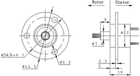 2/4/6/12 Channel 2A Hollow Shaft Slip Ring Rotary Connector with Through Hole 5mm(4 Channels) in Saudi Arabia