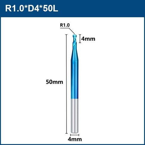 8pcs 2 Flutes Carbide Ball Nose End Mill R1-6 Tungsten CNC Router Bit Spiral Cutting Milling Tool for Alloy Steels/Hardened Steels in Saudi Arabia
