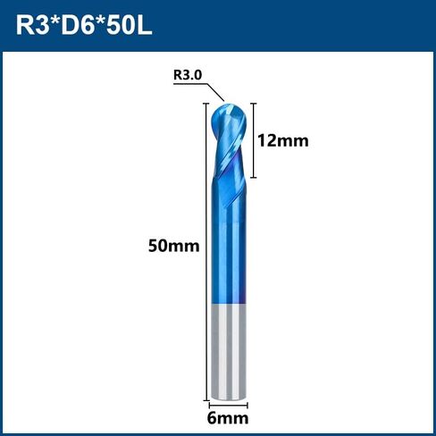 8pcs 2 Flutes Carbide Ball Nose End Mill R1-6 Tungsten CNC Router Bit Spiral Cutting Milling Tool for Alloy Steels/Hardened Steels in Saudi Arabia