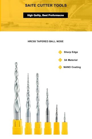 2pcs/lot Carbide Tapered End Mill- CNC Carving Bits R2.0*D6*60 * 100L*2F Solid 6mm Ball Nose Mills Router for Wood/Alloy Steels/Hardened Steels in Saudi Arabia