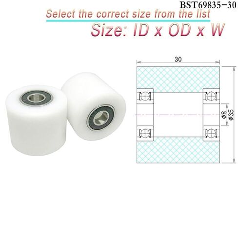 1pcs 8x30x50 Plastic Double Bearing POM Coated Roller BST69830-50 30mm Diameter Nylon Guide Wheel 8 * 30 * 50 Plastic Bearing ﻿(6x35x50mm) in Saudi Arabia