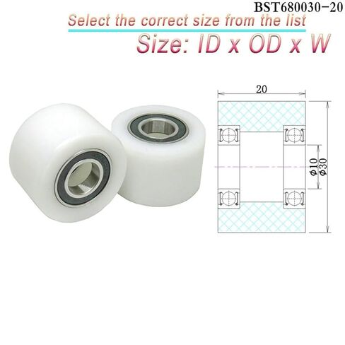 1pcs 8x30x50 Plastic Double Bearing POM Coated Roller BST69830-50 30mm Diameter Nylon Guide Wheel 8 * 30 * 50 Plastic Bearing ﻿(6x35x50mm) in Saudi Arabia