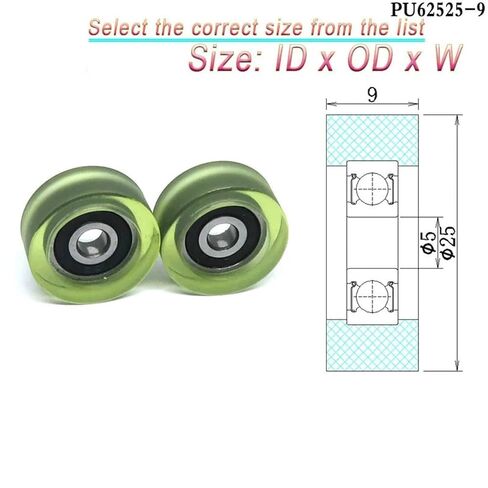 1pcs OD 24 mm PU Flat Type Coated Wheels 6x24x8 mm PU62624-8 Polyurethane Soft Rubber Mechanical Automation Bearing Guide Wheel(PU60624-6 6x24x6mm) in Saudi Arabia