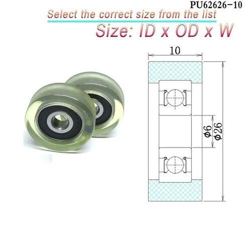 1pcs OD 24 mm PU Flat Type Coated Wheels 6x24x8 mm PU62624-8 Polyurethane Soft Rubber Mechanical Automation Bearing Guide Wheel(PU60624-6 6x24x6mm) in Saudi Arabia