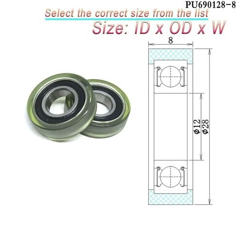 1pcs OD 24 mm PU Flat Type Coated Wheels 6x24x8 mm PU62624-8 Polyurethane Soft Rubber Mechanical Automation Bearing Guide Wheel(PU60624-6 6x24x6mm) in Saudi Arabia