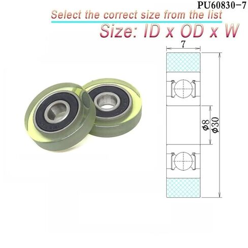 1pcs OD 24 mm PU Flat Type Coated Wheels 6x24x8 mm PU62624-8 Polyurethane Soft Rubber Mechanical Automation Bearing Guide Wheel(PU60624-6 6x24x6mm) in Saudi Arabia