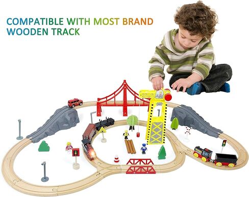 Train Accessories Modern Station for Kids, Train Tunnel for Wooden Railway System, Multifunction Toy Trains Set for Motorized Cars Compatible with Thomas & Friends, Brio, Chuggington in Kuwait
