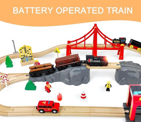 Train Accessories Modern Station for Kids, Train Tunnel for Wooden Railway System, Multifunction Toy Trains Set for Motorized Cars Compatible with Thomas & Friends, Brio, Chuggington in Kuwait