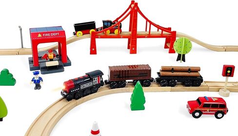 Train Accessories Modern Station for Kids, Train Tunnel for Wooden Railway System, Multifunction Toy Trains Set for Motorized Cars Compatible with Thomas & Friends, Brio, Chuggington in Kuwait