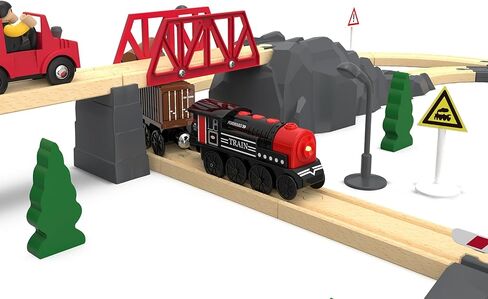 Train Accessories Modern Station for Kids, Train Tunnel for Wooden Railway System, Multifunction Toy Trains Set for Motorized Cars Compatible with Thomas & Friends, Brio, Chuggington in Kuwait