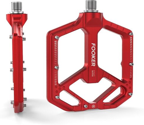 FOOKER Mountain Bike Pedals,Non-Slip Bicycle Flat Pedals Aluminum 9/16",MTB Pedals Wide Platform Pedals for Mountain Bike, BMX, Road Bike Pedals in Kuwait