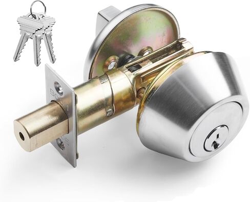 Boomerang DB7431 Heavy-Duty Designer Commercial Deadbolt Lock, 5-Pin Single Cylinder Door Lock, Grade 2 Industrial Door Handle, Non-Handed, ADA & UL 3 Hour Fire Rated, Satin Chrome (US26D) in Saudi Arabia