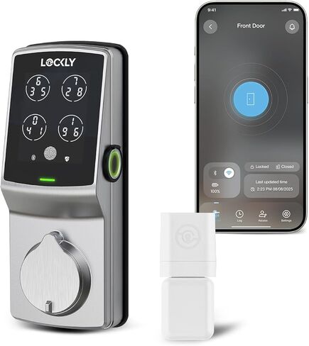 Lockly Guard Deadbolt PGD728WPU قفل ذكي تجاري - UL10B/10C لوحة مفاتيح مقاومة للحريق مع بصمة الإصبع، واي فاي وبلوتوث، متوافق مع Alexa وGoogle، 8 بطاريات AA، قفل باب قابل لإعادة المفتاح in Kuwait