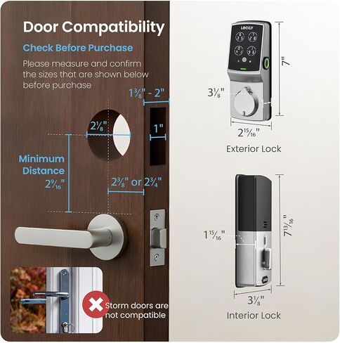 Lockly Guard Deadbolt PGD728WPU قفل ذكي تجاري - UL10B/10C لوحة مفاتيح مقاومة للحريق مع بصمة الإصبع، واي فاي وبلوتوث، متوافق مع Alexa وGoogle، 8 بطاريات AA، قفل باب قابل لإعادة المفتاح in Kuwait