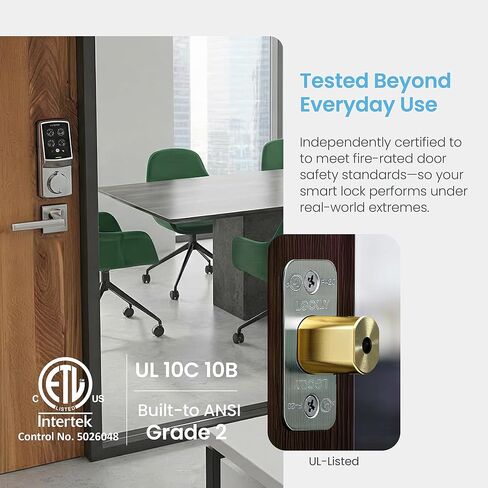 Lockly Guard Deadbolt PGD728WPU قفل ذكي تجاري - UL10B/10C لوحة مفاتيح مقاومة للحريق مع بصمة الإصبع، واي فاي وبلوتوث، متوافق مع Alexa وGoogle، 8 بطاريات AA، قفل باب قابل لإعادة المفتاح in Kuwait