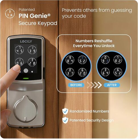 Lockly Guard Deadbolt PGD728WPU قفل ذكي تجاري - UL10B/10C لوحة مفاتيح مقاومة للحريق مع بصمة الإصبع، واي فاي وبلوتوث، متوافق مع Alexa وGoogle، 8 بطاريات AA، قفل باب قابل لإعادة المفتاح in Kuwait