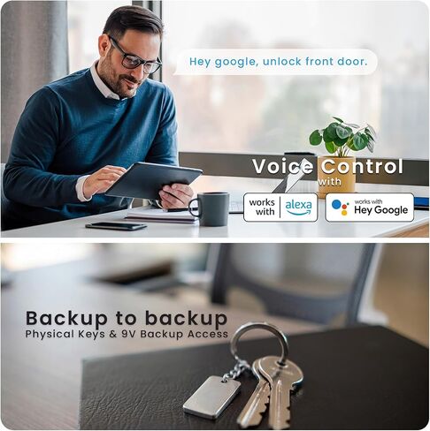 Lockly Guard Deadbolt PGD728WPU قفل ذكي تجاري - UL10B/10C لوحة مفاتيح مقاومة للحريق مع بصمة الإصبع، واي فاي وبلوتوث، متوافق مع Alexa وGoogle، 8 بطاريات AA، قفل باب قابل لإعادة المفتاح in Kuwait