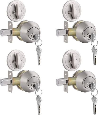 Gobrico 6 Keyed Alike Single Cylinder Deadbolts Keyed on One Side, Satin Nickel in Saudi Arabia