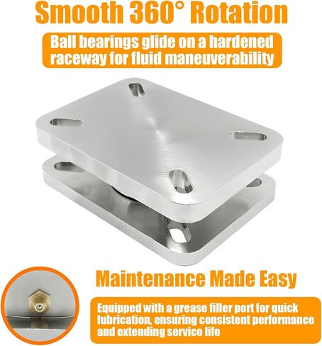 6.3" x 4.53" Heavy Duty Industrial Bearing Plate Turntable, Industrial Turntable Swivel Plate for Workstations & Displays, Kingpinless Design, Greaseablle, Ball Bearing 5500 lb Capacity, 6-1/4x 4-1/2 in Saudi Arabia