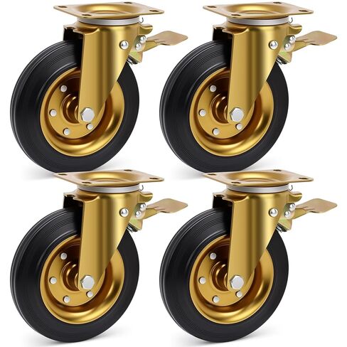 عجلة Nefish للخدمة الشاقة الخارجية مقاس 6 بوصات، مجموعة عجلات كبيرة مكونة من 4 قطع مع فرامل، وعجلات متينة من الدرجة الصناعية بوزن 2600 رطل، وعجلات دوارة بلوحة 360 درجة للعربة ومنضدة العمل والماكينة in Kuwait