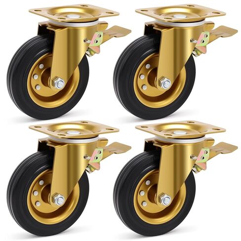Nefish 6 Inch Outdoor Heavy Duty Caster, Large Castors Wheels Set of 4 with Brake, Durable Industrial Grade Casters 2600 LBS, 360 Degree Plate Swivel Castor Wheels for Cart, Workbench, Machine in Saudi Arabia