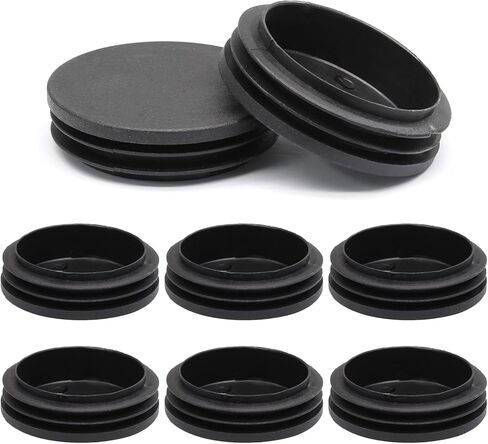 Hordion 8 قطع 2 3/8 بوصة مقابس بلاستيكية مستديرة، غطاء نهاية الأنبوب، غطاء نهاية أسود، واقي الأرضية للأنابيب المعدنية والكراسي والأثاث in Kuwait