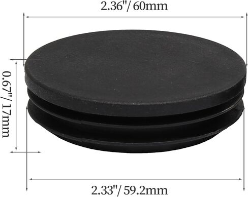 Hordion 8 قطع 2 3/8 بوصة مقابس بلاستيكية مستديرة، غطاء نهاية الأنبوب، غطاء نهاية أسود، واقي الأرضية للأنابيب المعدنية والكراسي والأثاث in Kuwait