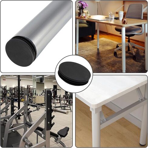 Hordion 8 قطع 2 3/8 بوصة مقابس بلاستيكية مستديرة، غطاء نهاية الأنبوب، غطاء نهاية أسود، واقي الأرضية للأنابيب المعدنية والكراسي والأثاث in Kuwait