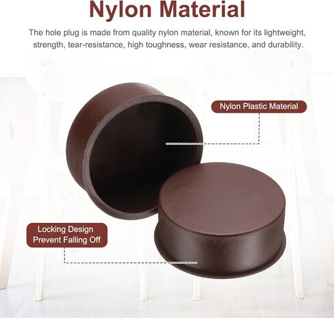 uxcell 20pcs Plastic Hole Cover Plug for 37mm(1 1/2") Concealed Hinge Cup and Screw Hinge Hole Plugs Covers for Kitchen Cabinet Furniture, Brown in Saudi Arabia