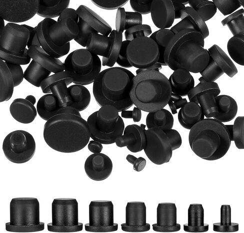 70 قطعة 7 أحجام من قابس ثقب السيليكون، سدادات مطاطية مستديرة سوداء، سدادات مطاطية للثقوب الدائرية، أغطية نهاية فتحات الأزرار المقاومة للماء، قابس أنبوبي بديل ناعم للزجاجات، الأنابيب، أواني الزهور in Kuwait